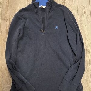 (S) Men's Brooks Brothers Quarter Zip Pullover 100% Cotton Dark Navy Blue Small